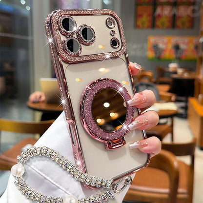✨💎Sparkling Diamond Women's Phone Case with Mirror & Stand for iPhone 💖