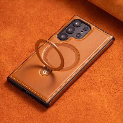Luxurious Leather Magnetic Case with Invisible Stand for Samsung