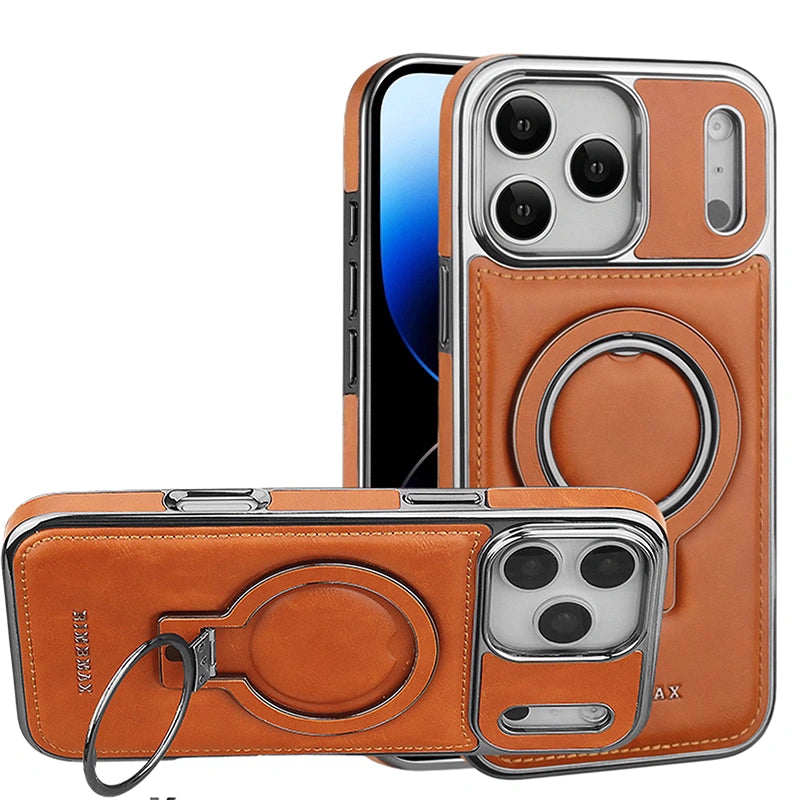 Luxury Premium Leather Magnetic Stand Case For iPhone Series