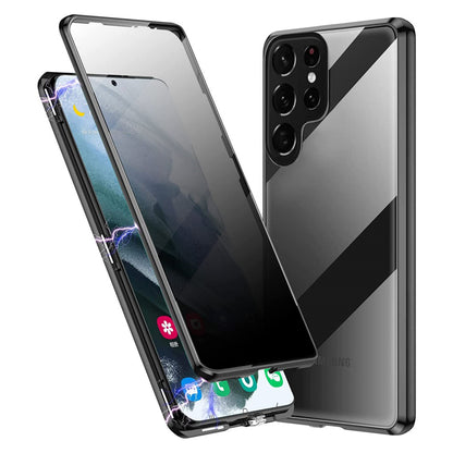 Anti-peeping 360° protection magnetic tempered glass case for Samsung