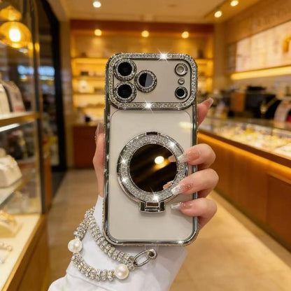 ✨💎Sparkling Diamond Women's Phone Case with Mirror & Stand for iPhone 💖