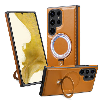 Luxurious Leather Magnetic Case with Invisible Stand for Samsung