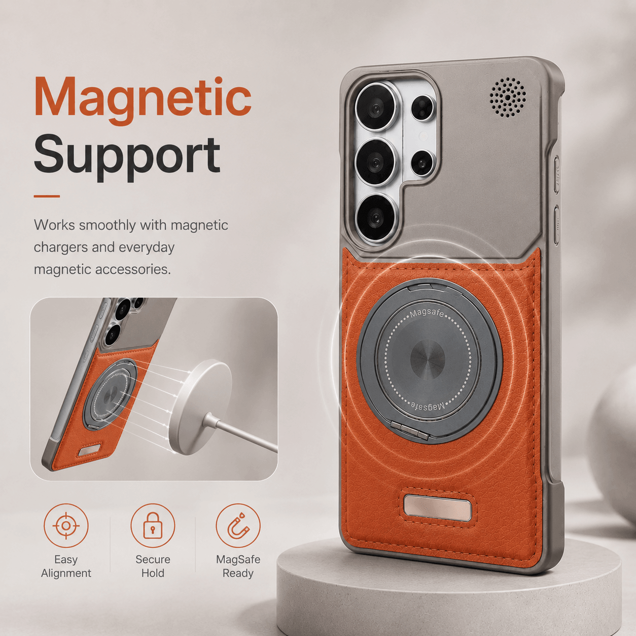 Samsung Semi-Enclosed Magnetic Phone Case with Rotating Stand