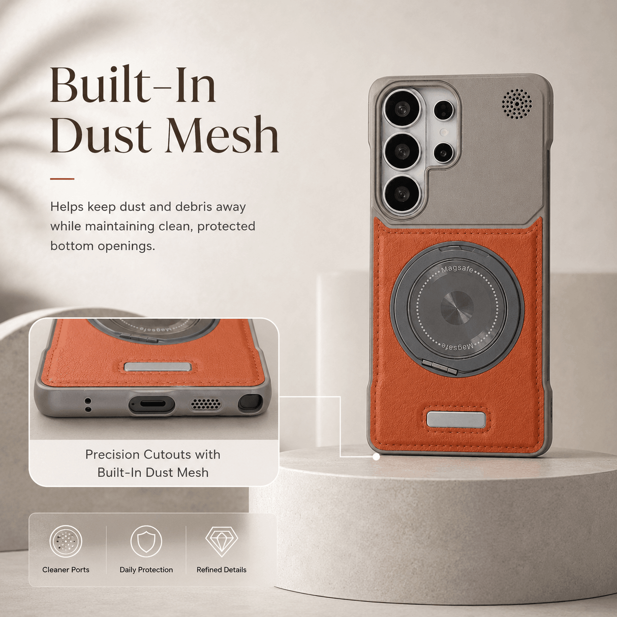 Samsung Semi-Enclosed Magnetic Phone Case with Rotating Stand