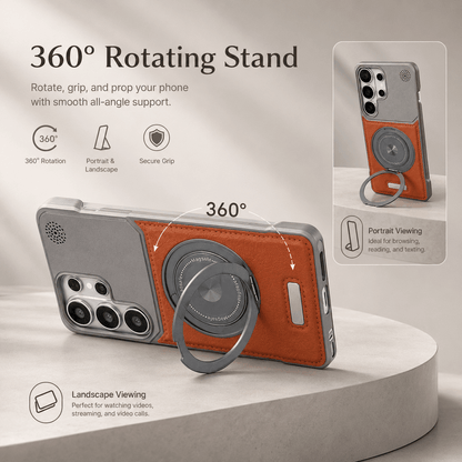 Samsung Semi-Enclosed Magnetic Phone Case with Rotating Stand