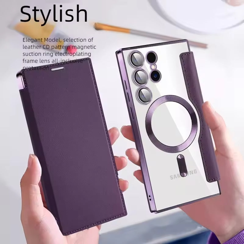 Flip Leather Card Slots Magnetic Phone Case For Samsung