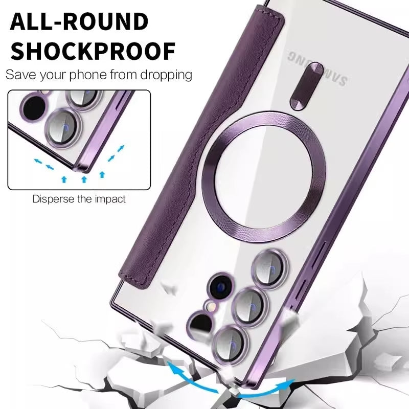 Flip Leather Card Slots Magnetic Phone Case For Samsung