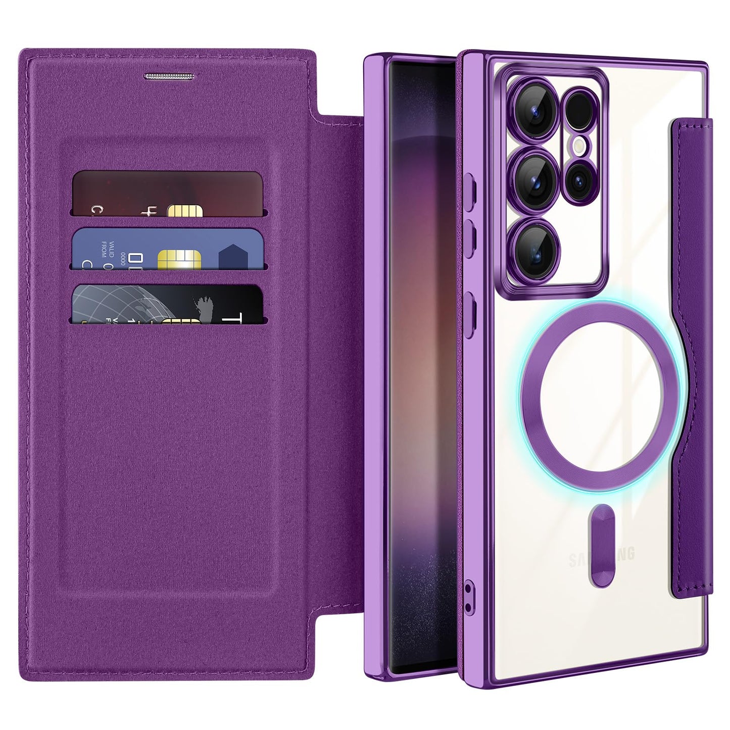 Flip Leather Card Slots Magnetic Phone Case For Samsung